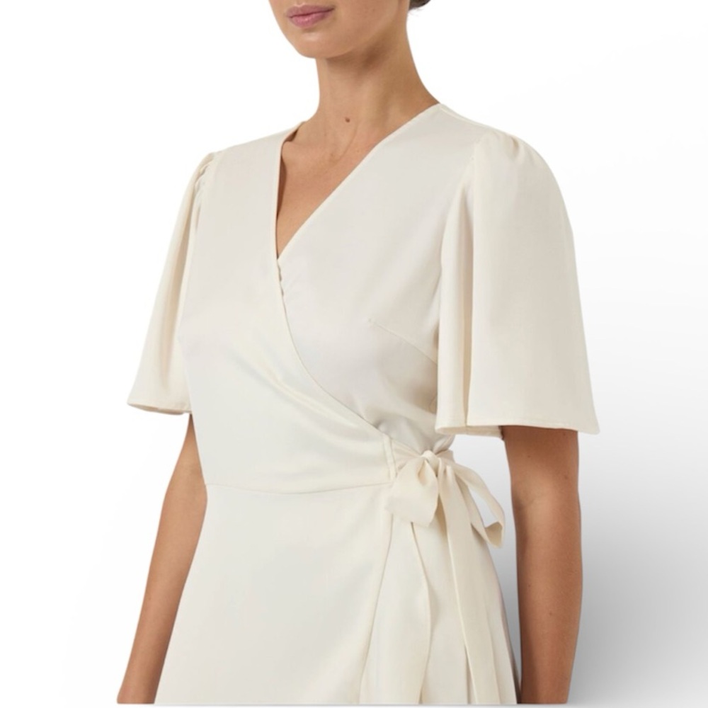 Express cream off-white surplice wrap tie side semi-sheer chiffon blouse large